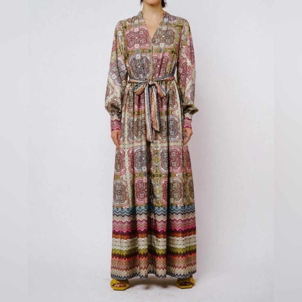 CIEBON S Nora button down satin woman polyester lightweight maxi shirt dress